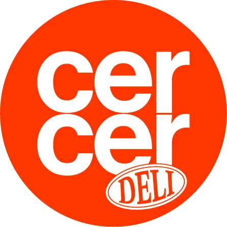 Cercer Deli restaurant logo — bold white text on red circle with DELI badge